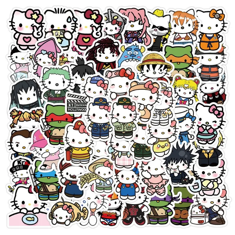 100PCS Sanrio Stickers HelloKitty Cartoon Cute DIY Mobile Phone Case Water Cup Luggage Guitar Decoration Stickers Wholesale