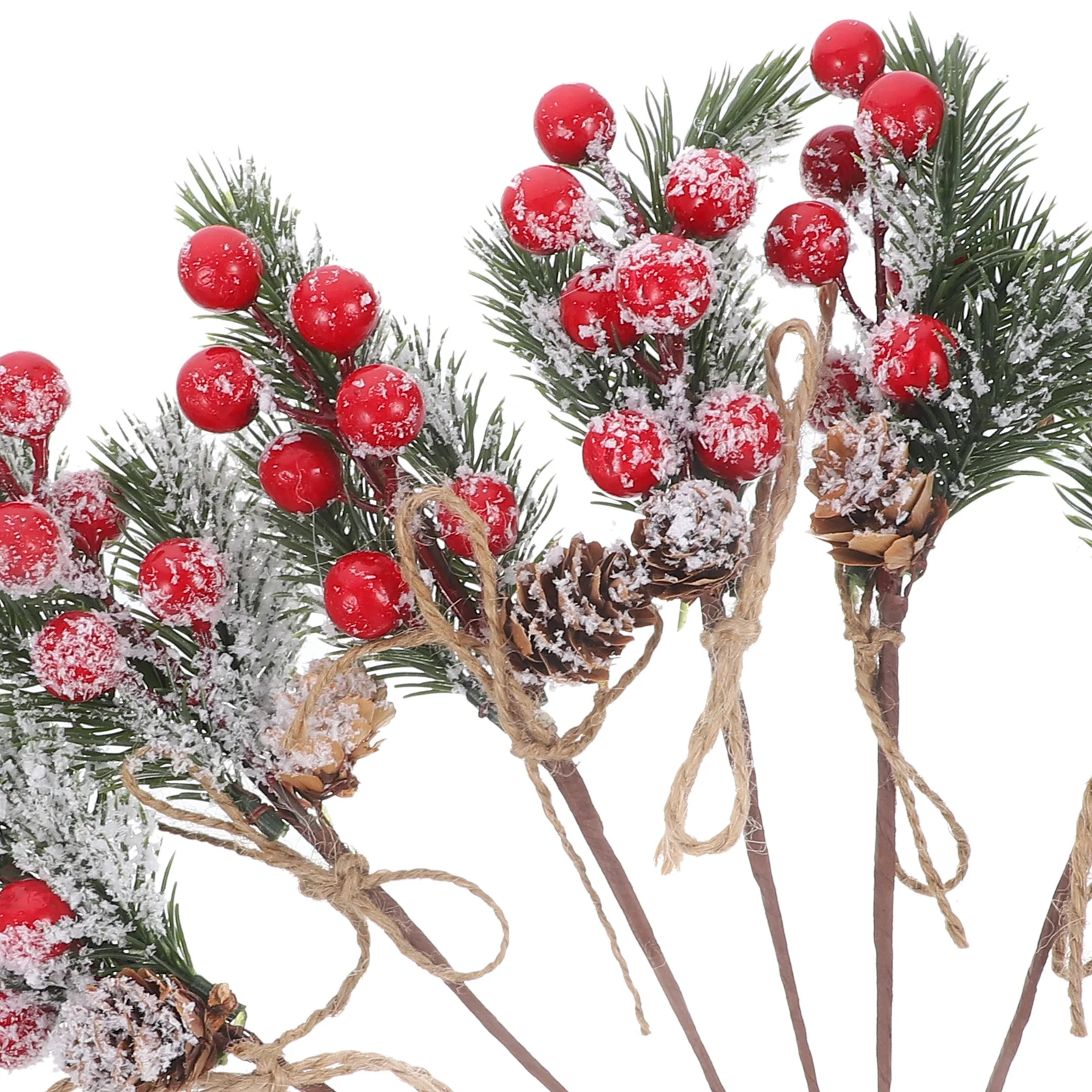 

6pcs Christmas Berries Picks Realistic Red Berry Pine For Xmas Tree Decor Party Diy Craft Wreaths Floral Stems
