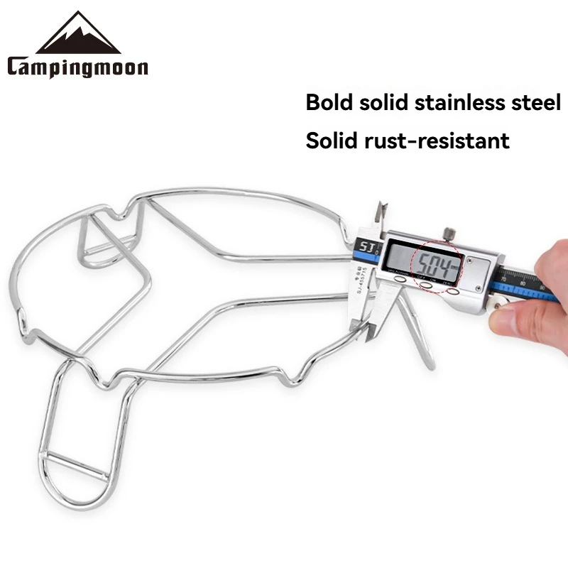 CAMPINGMOON MS-69 dreibeiniger Topfhalter aus Edelstahl, Isolierständer, geeignet für Gusseisentöpfe, Dutch Pans und Bratpfannen.