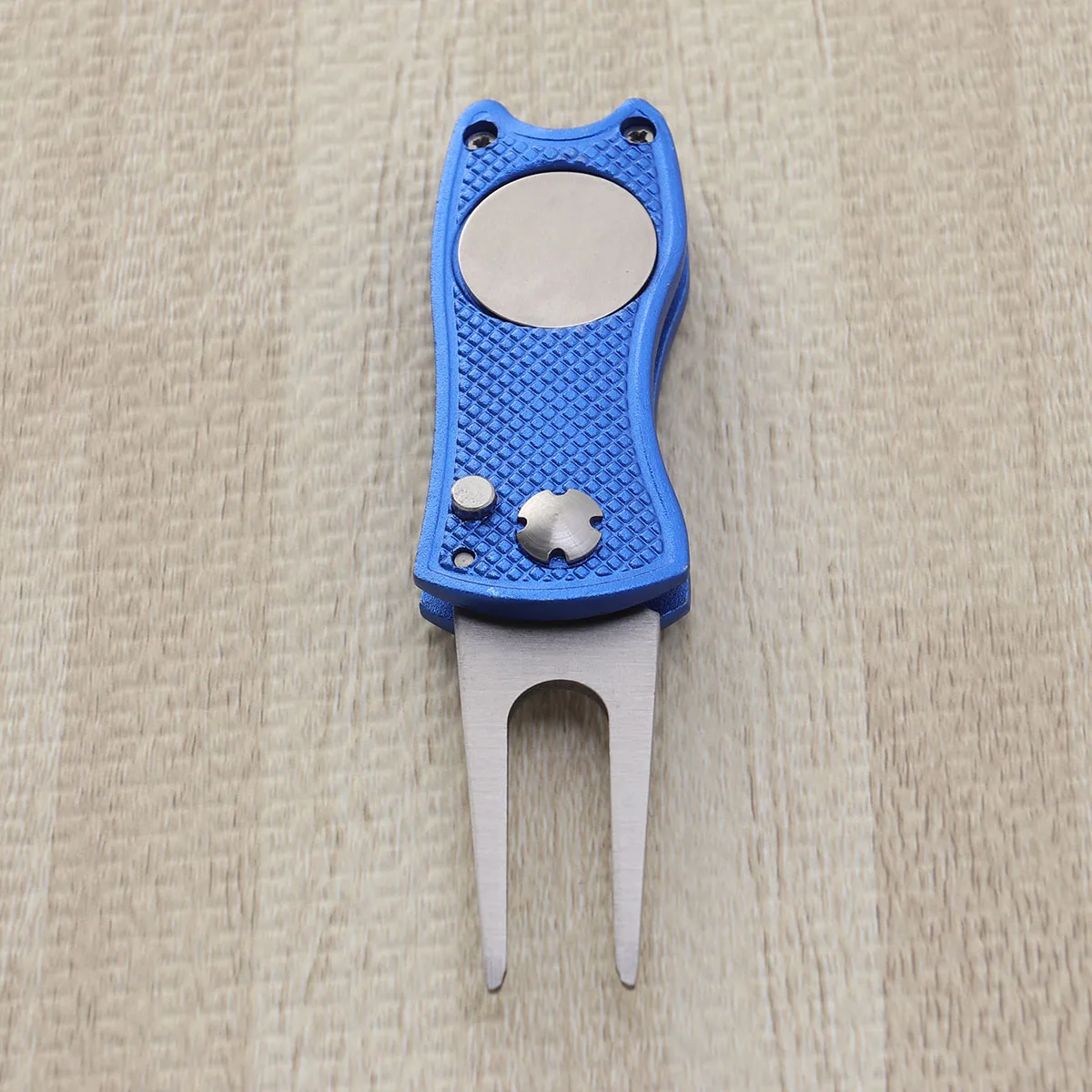 

Stainless Steel Aluminum Foldable Golf Divot Tool Ball Marker Repair Pitch Fork Putting Green Accessory Lightweight Blue
