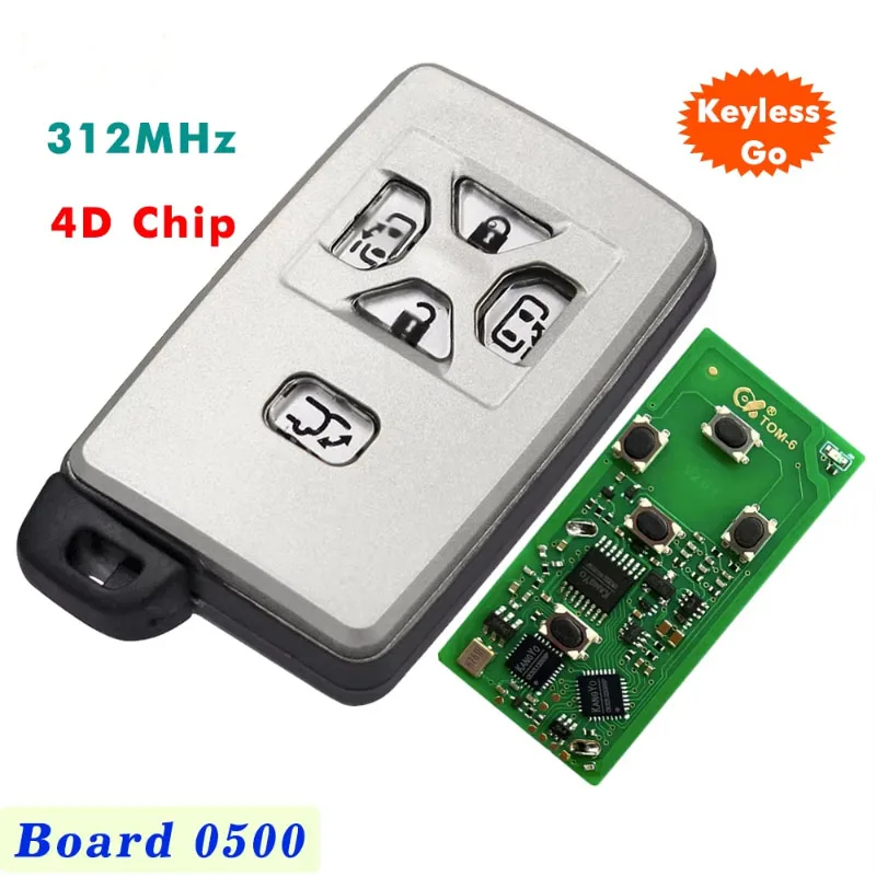 

JsHonYu 312MHz FSK 271451-0500 Smart Remote Key for Toyota Alphard Vellfire Estima 5 Button 4D Chip Keyless Go Entry Fob