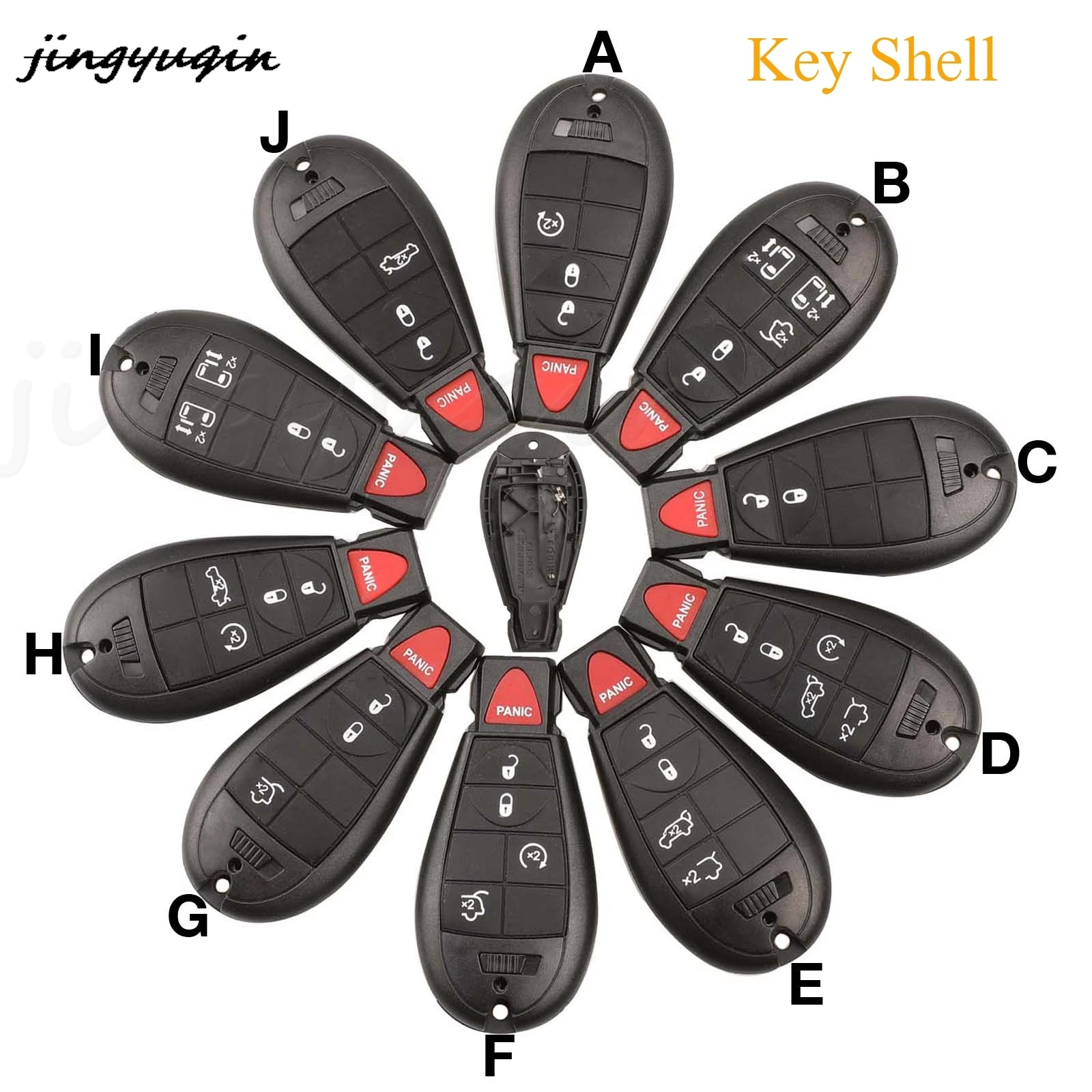 

jingyuqin 10pcs 3/4/5/6/7 Buttons Remote Car Key Shell For Chrysler For Jeep Grand Dodge Magnum Durango Cherokee 2008 - 2015