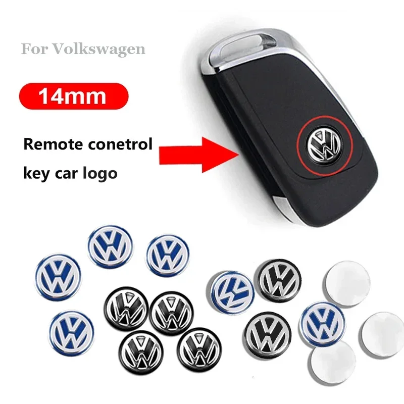 14mm Car Key Emblem Stickers Auto Control Key Logo Accessories For Volkswagen R Golf 4 Motion Polo Touran TSI TDI R32 MK4 GTI