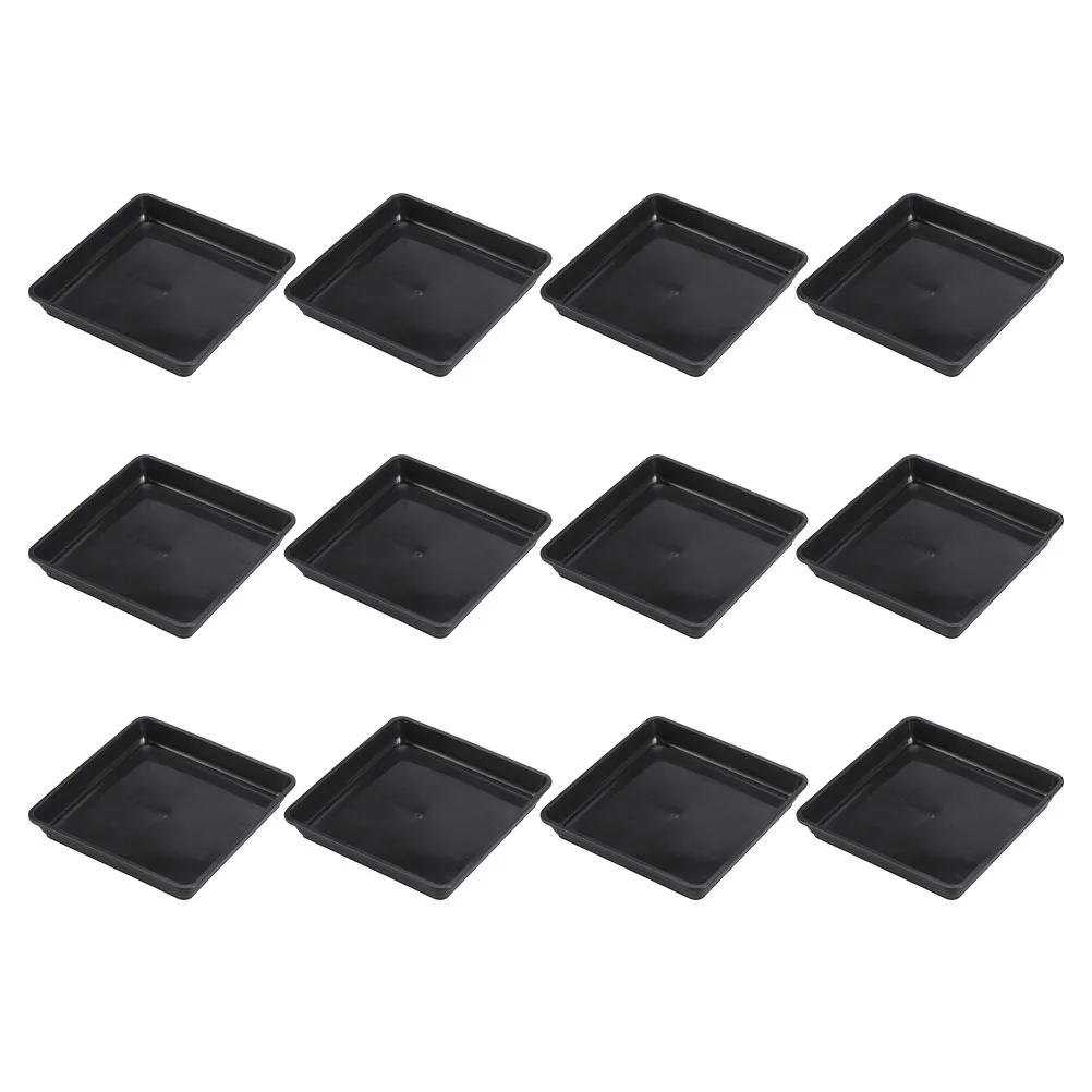 12 Pcs Flower Pot Tray Plant Saucer Balcony Black Serving Gardening Water Trays Square Stand for Plants