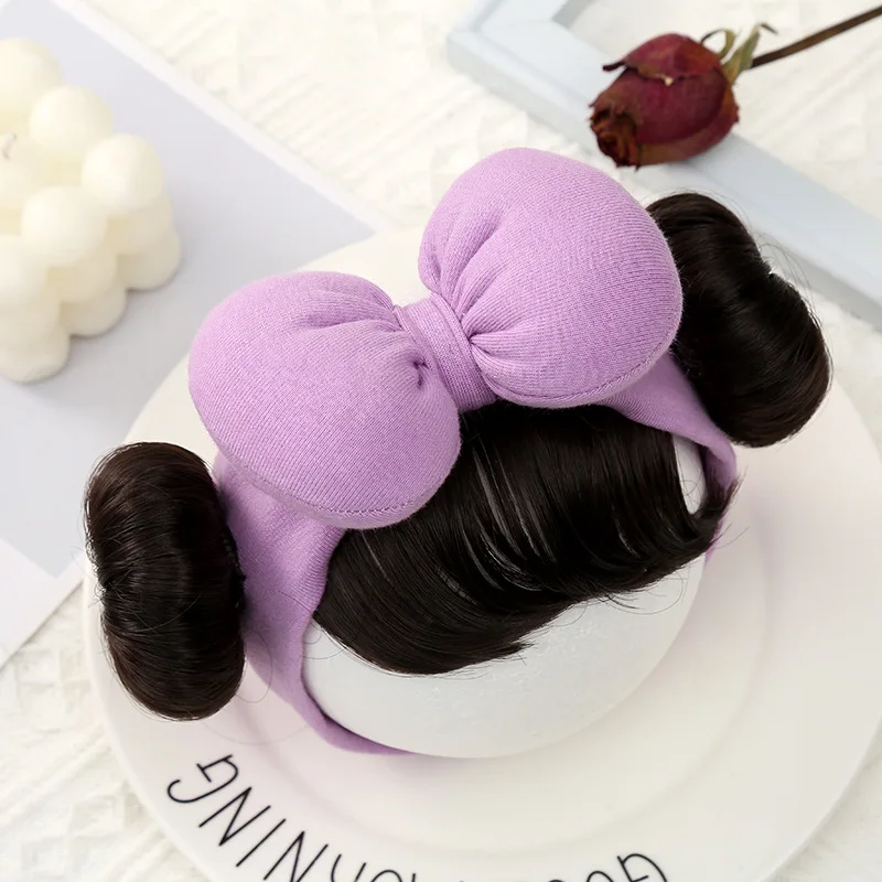 

Baby headband, newborn fontanelle protector, double bun head, baby wig, baby bow, children's headband, cute photos and videos