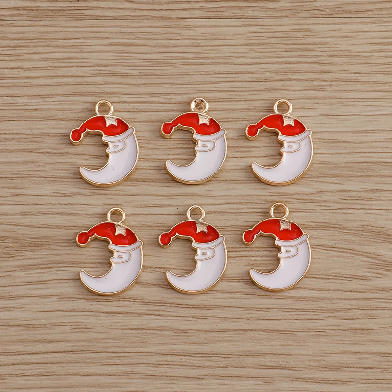 10 Stück Niedliche Weihnachtsanhänger aus Emaille: Weihnachtsmann, Handschuhe, Baum, Hirsch - Anhänger für Schmuckherstellung, Halsketten, Ohrringe, DIY-Geschenke – Detail 34