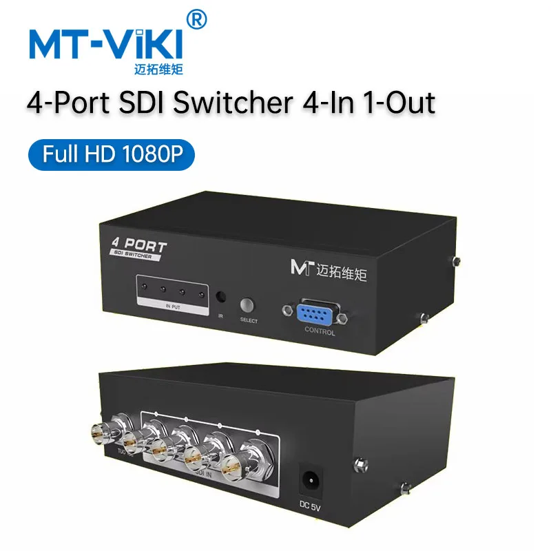 MT-VIKI 4 Ports SDI Switch Video Camera Selector IR Remote Controller SD/HD/3G-SDI Compatible 1080P High Resolution  MT-SD401