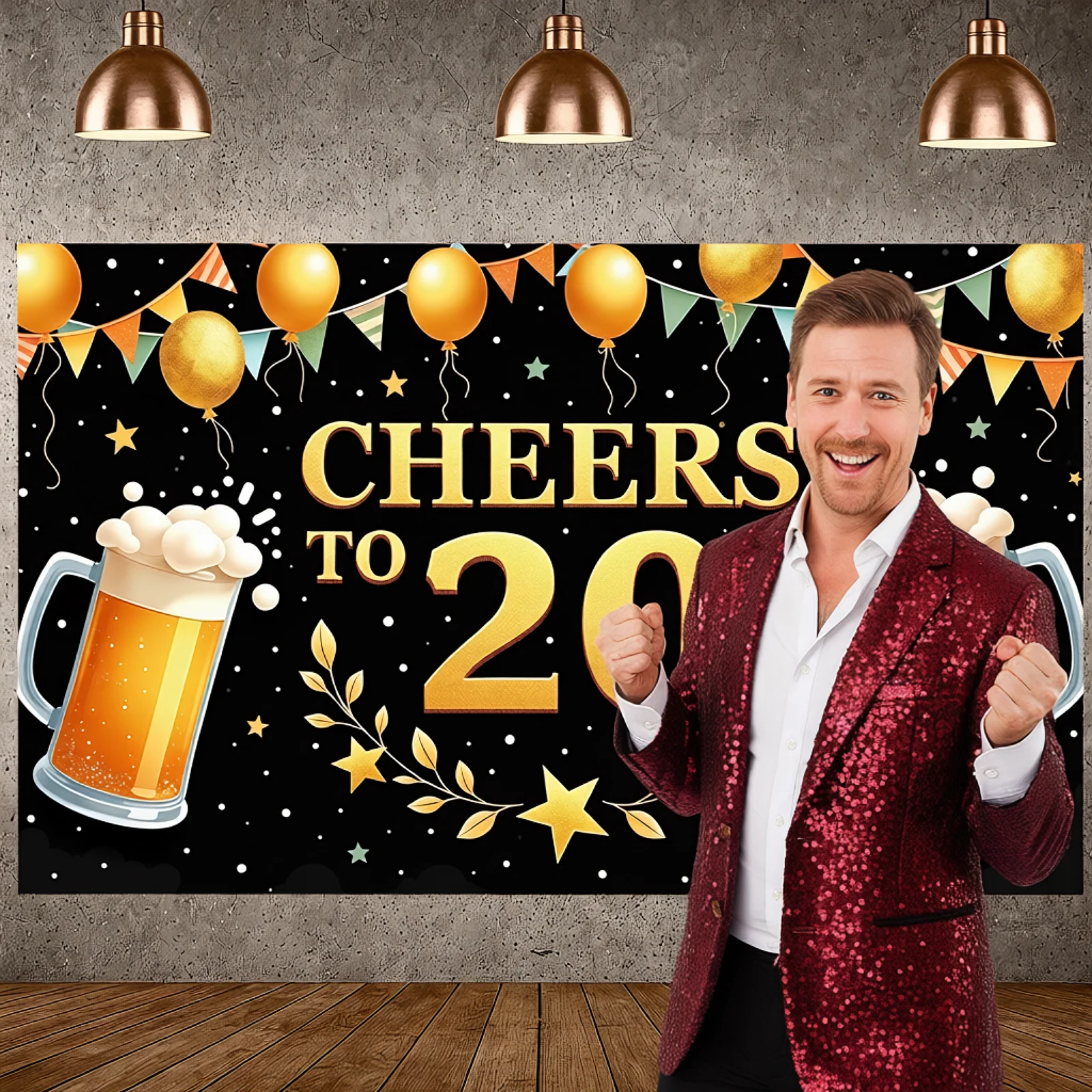 هتاف إلى 20 راية الغار إكليل معلم خلفية حفلة 20th الذكرى خلفية النثار عناصر عرض عيد ميلاد الكبار #4