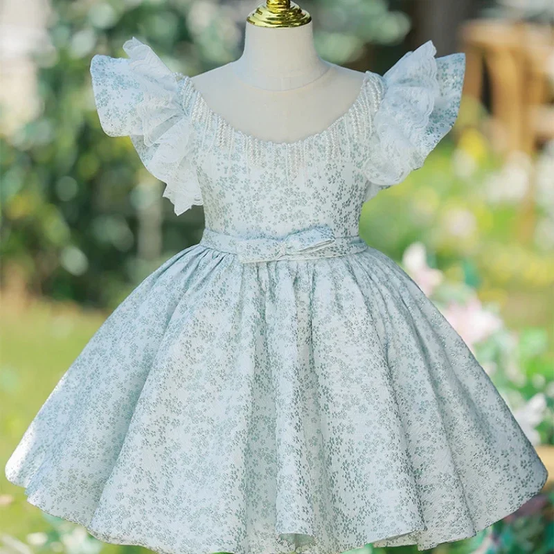 

2025 Baby Girl Party Ball Gown Baptism Floral Dress for Children Birthday Elegant Outfit Kids Princess Luxury Clothes Vestidos