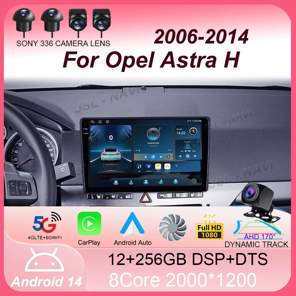 

For Opel Astra H 2006 - 2014 Carplay Auto 4G+WIFI GPS Car Radio Navigation Multimedia Video Player Stereo BT Android 14