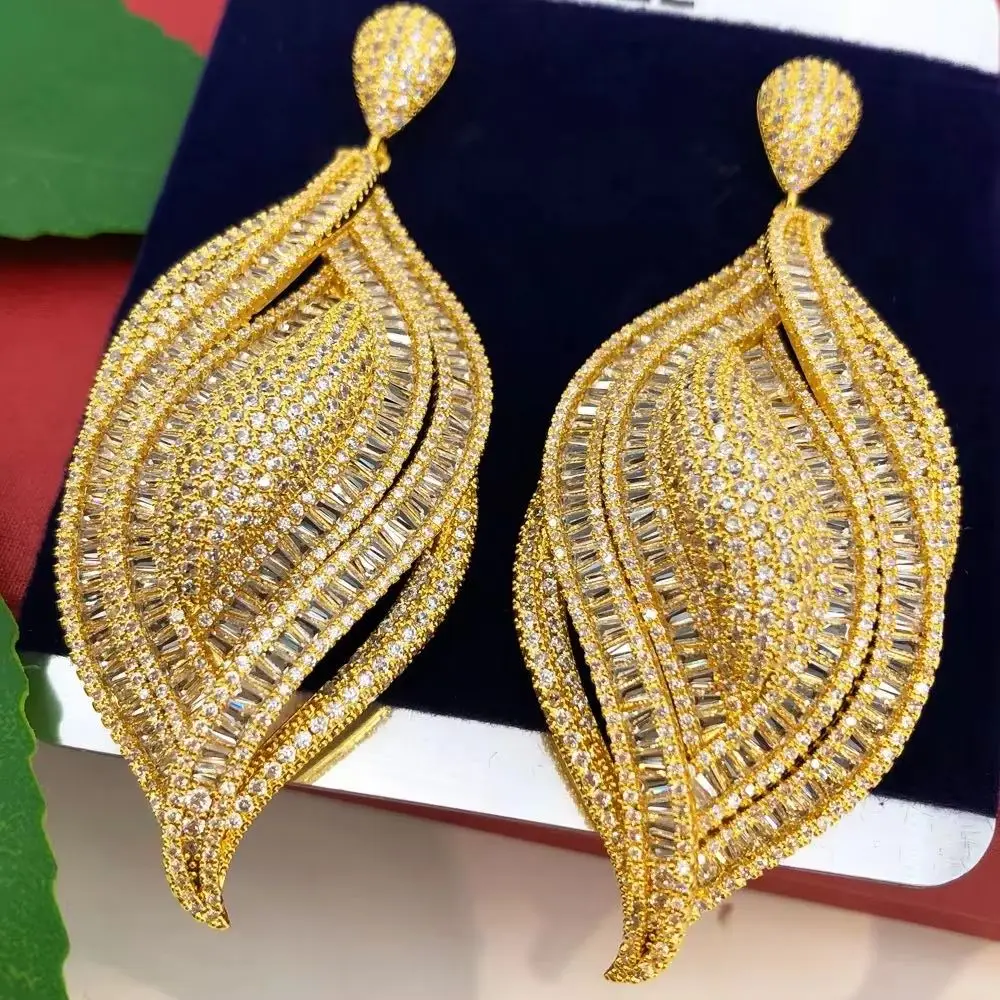 

Missvikki Gold Plated Drop Dangle Earrings Fine Jewelry Wedding Shiny Cubic Zirconia CZ Crystal Sparkling Dance Party Jewelry