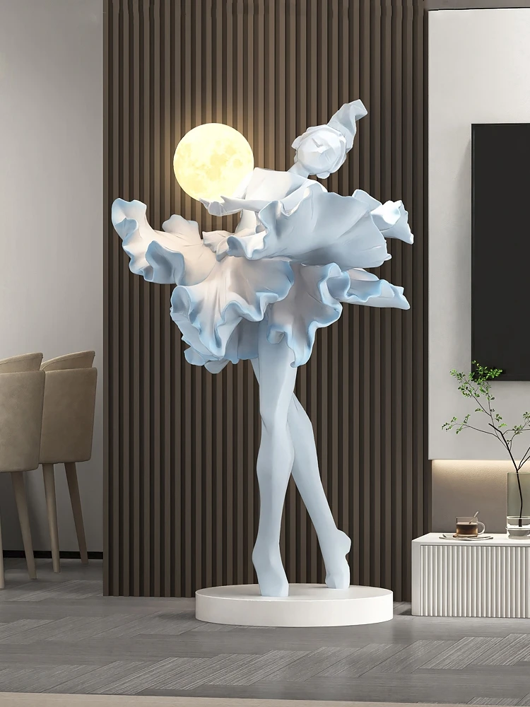 Home Decor Abstract Angel Girl Statue Floor Decor Luminous Figurine Living Room Large Sculpture Art Ornaments Housewarming Gifts