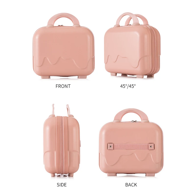 14Inch Portable Hand Suitcase Makeup Storage Bag Cute Cream Boarding Luggage Organizer Handbag Travel Cosmetic Box Festival Gift