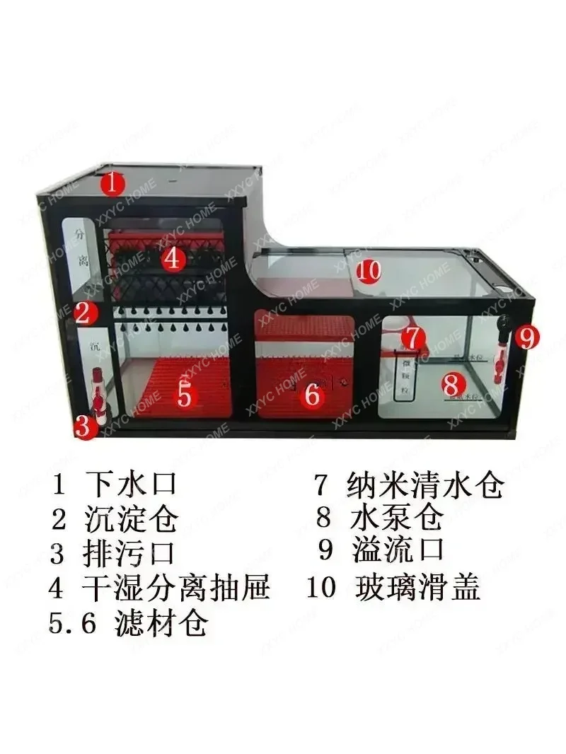 XXFish tank bottom filter filter box sedimentation bin bottom tank filter large and medium sized