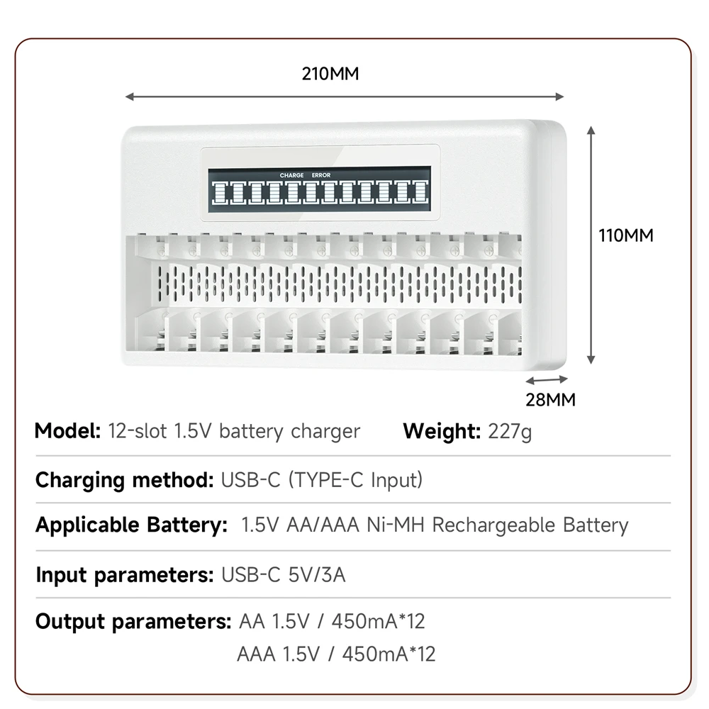 CITYORK 4/8/12 gniazd 1.5V AA AAA ładowarka litowo-jonowa LCD inteligentna ładowarka USB inteligentna szybka ładowarka