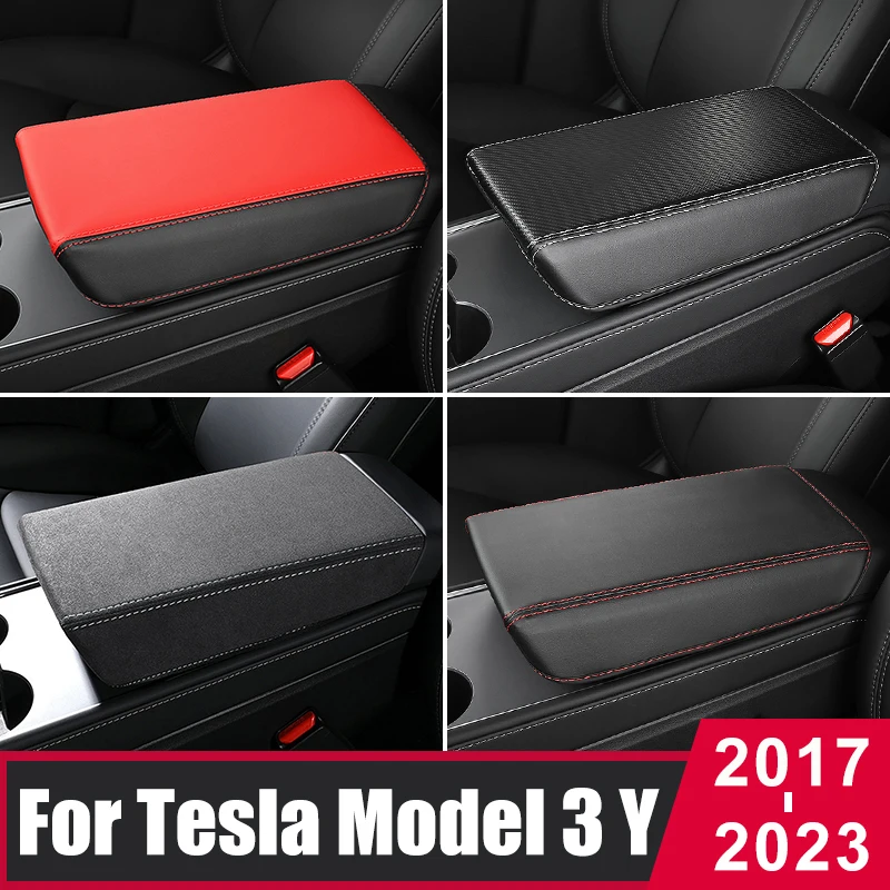 

For Tesla Model 3 Model Y 2017- 2020 2021 2022 2023 Car Armrest Box Cover Center Cushion Handrail Box Pad Microfiber Leather Pad