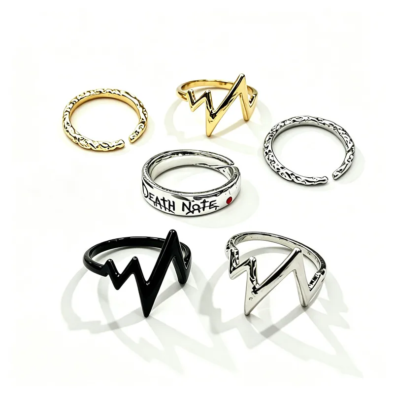 Fashion Couple Rings Electrocardiogram Zinc Alloy Wave Heartbeat Lightning Finger Rings For Men Women Lover Gifts Anillos Mujer