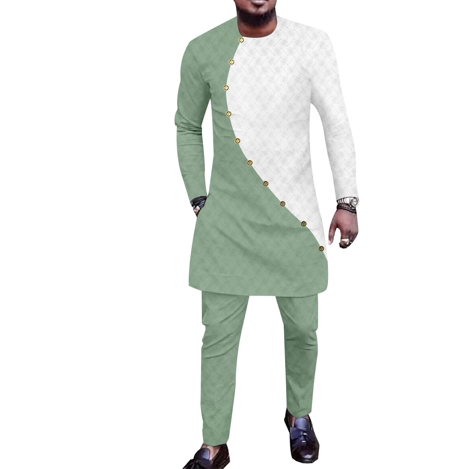 

New Party African 2 Piece Set for Men Dashiki Single Breast Shirts and Pants Sets Dashiki Outfits African Suit Tribal Tracksuit