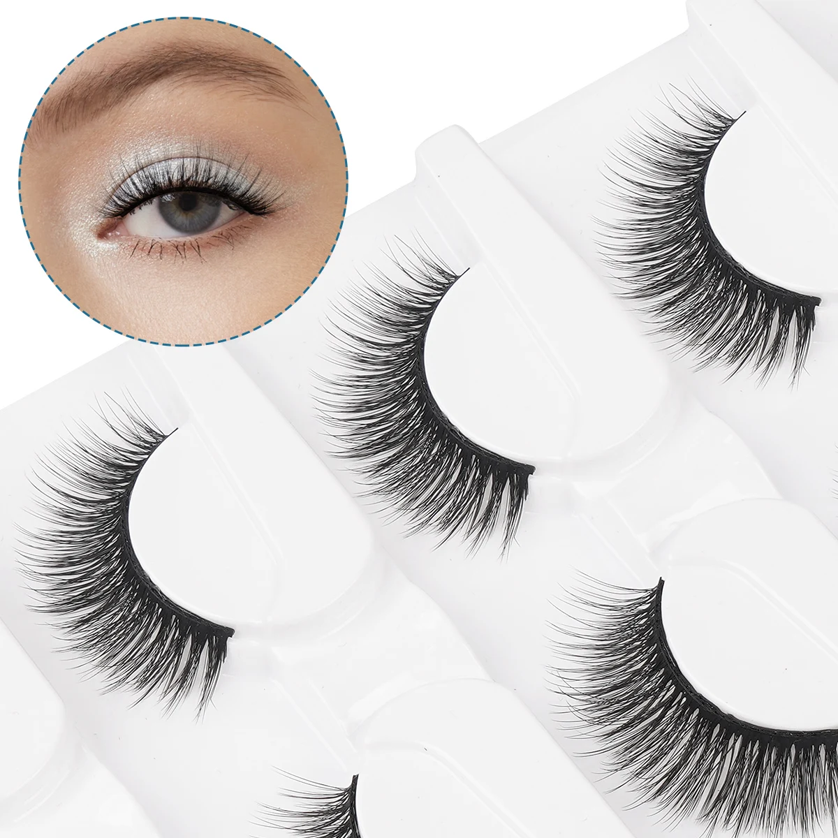 MAGEFY Fake Eyelashes Glue Free 5 Pairs Manga Lashes with Tweezers Mascara Brush Soft Natural Cat Eye Lashes Extension Beauty