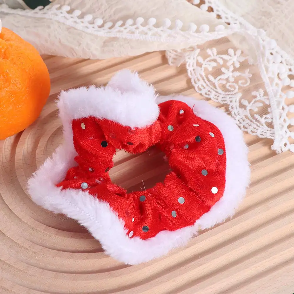 

Velvet Plush Christmas Hair Rope Snow High Elasticity New Year Hair Scrunchies Glitter Ponytail Holder Women Hair Ring
