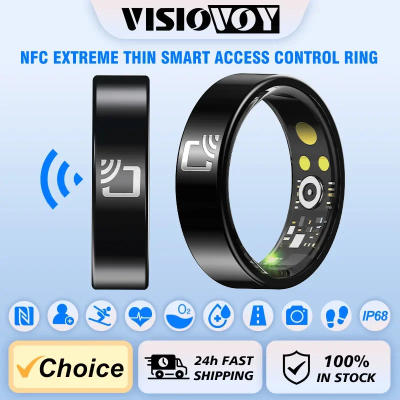 Smart Ring NFC Tag Lable Health Rings Fitness Tracker US Size Ceramic Health Ring Sleep Tracking Heart Rate with Charging Case