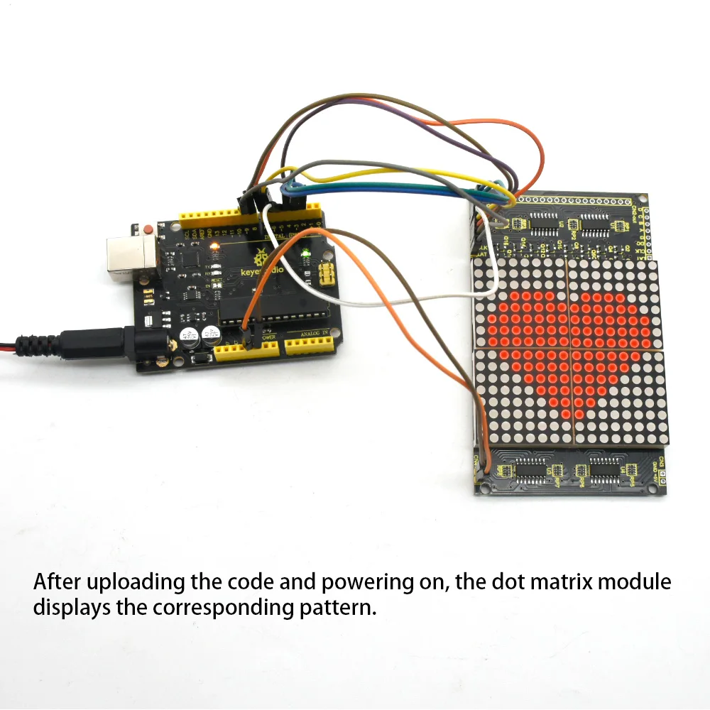 Keyestudio 16*16 Dot Matrix + 2 Stuks Pin Header + Dupont Lijn Voor Arduino Uno Projecten Compatibel Met 12864 Interface