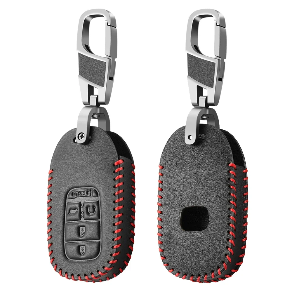 5 Buttons Leather Car Key Case Cover For Honda Civic Accord HR-V CR-V CRV 2021 2022 2023 Keychain Accessories