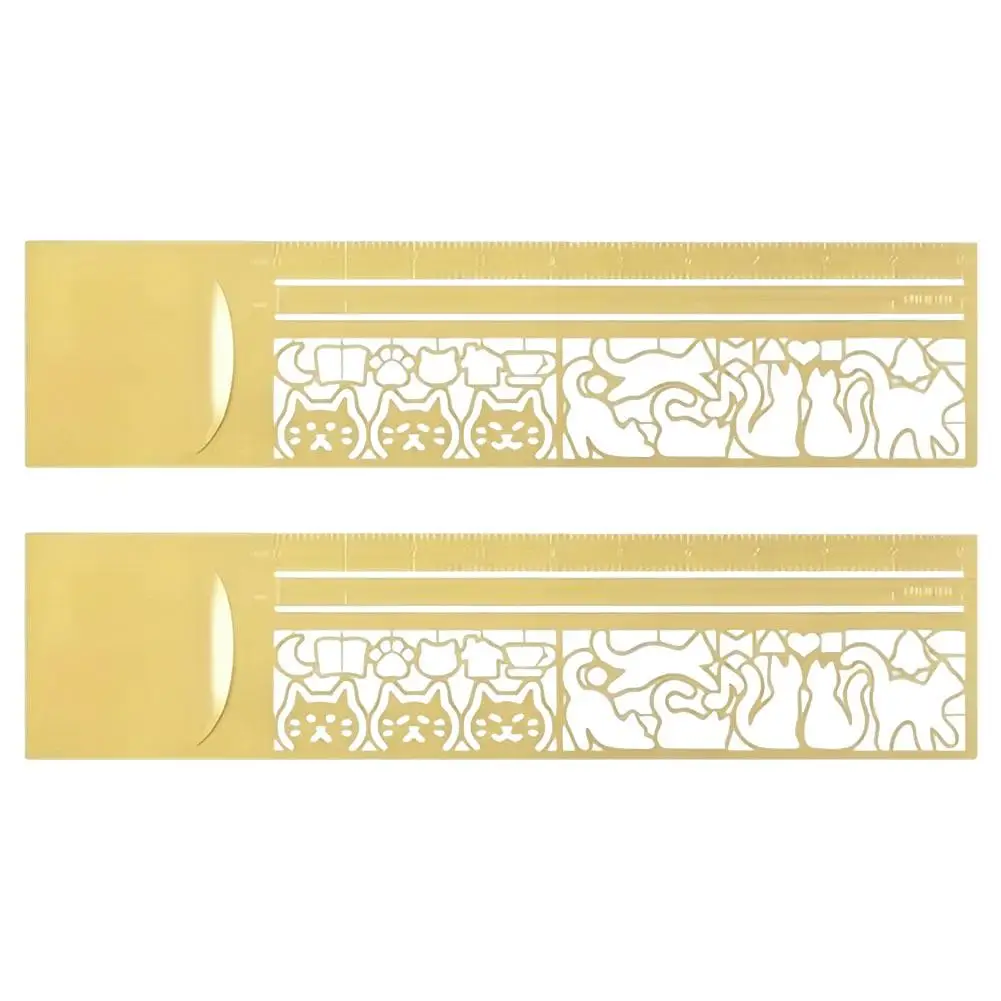 1/2PCS Cute Cat Double Sided Ruler Bookmark Multi-functional Ruler Creative Cat Template Ruler Measuring Marker for Party Gifts