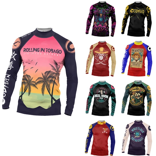 Imagen 2 del producto Cody Lundin Producter hombres impresionante deportes Jiu jitsu No Gi Rashguard Upf 50 + ciclismo correr cuello alto compresión gimnasio camisetas