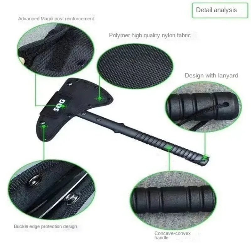 Handle Black Outdoor Tactical Axe, Jungle Logging Axe, Outdoor Camping Self-defense Rescue Axe