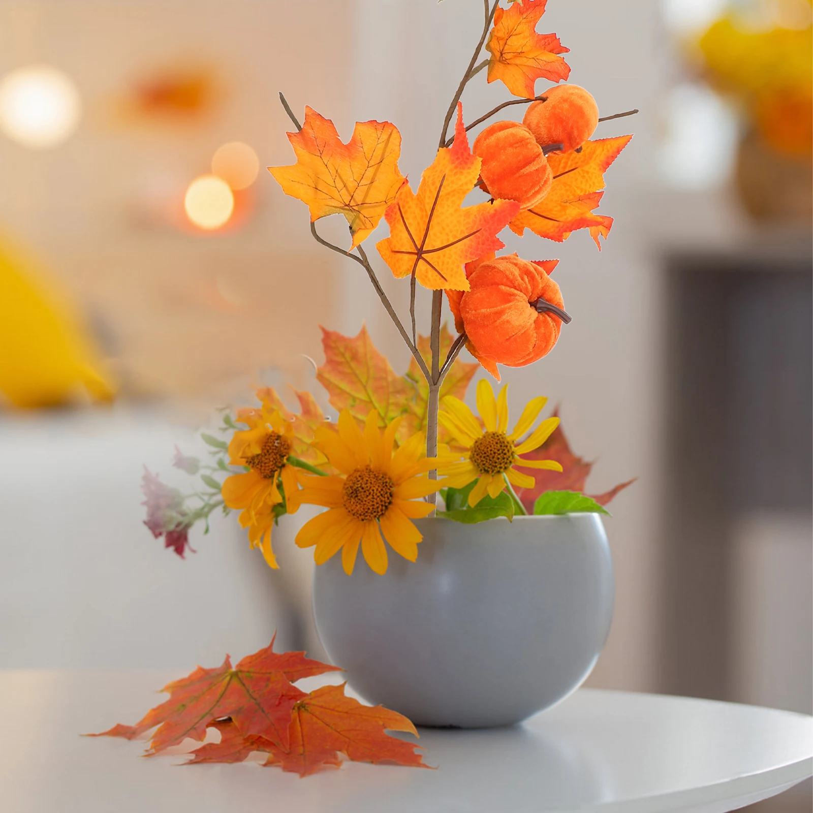 

Artificial Pumpkin Berry Branch Maple Leaf Stem Fake Fall Decor For Vase Home Party Simulation Plant Adorn Bedroom Table