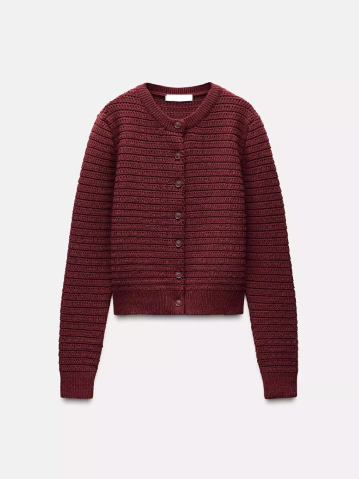 

Winter New Red Casual Simple Flat Needle Texture round Ne Long Sve Knitted Open Cardigan Coat Sli Commute Thin pe