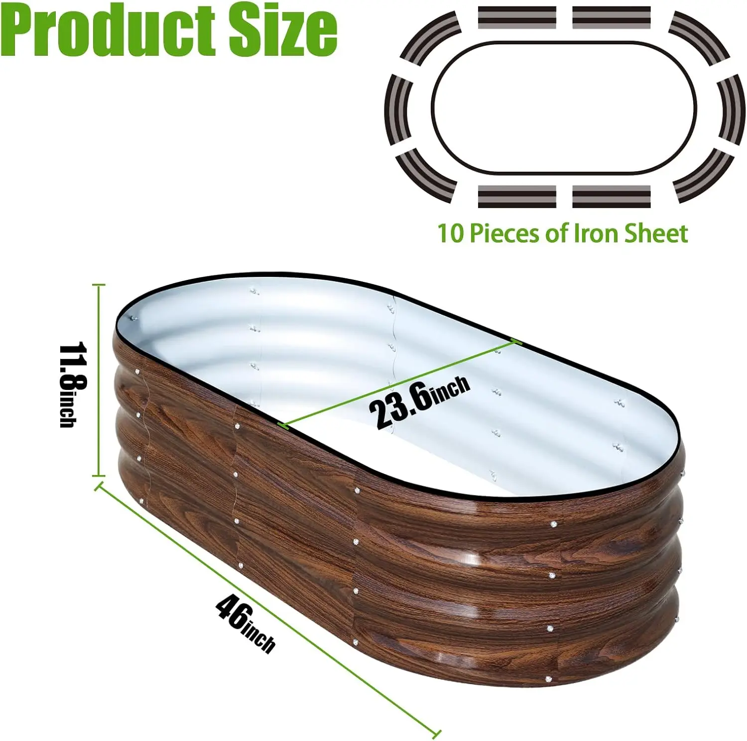

Оцинкованная приподнятая садовая кровать, овальная металлическая коробка для цветов размером 4x2x1 футов для посадки уличных растений и овощей - Прямые продажи с фабрики