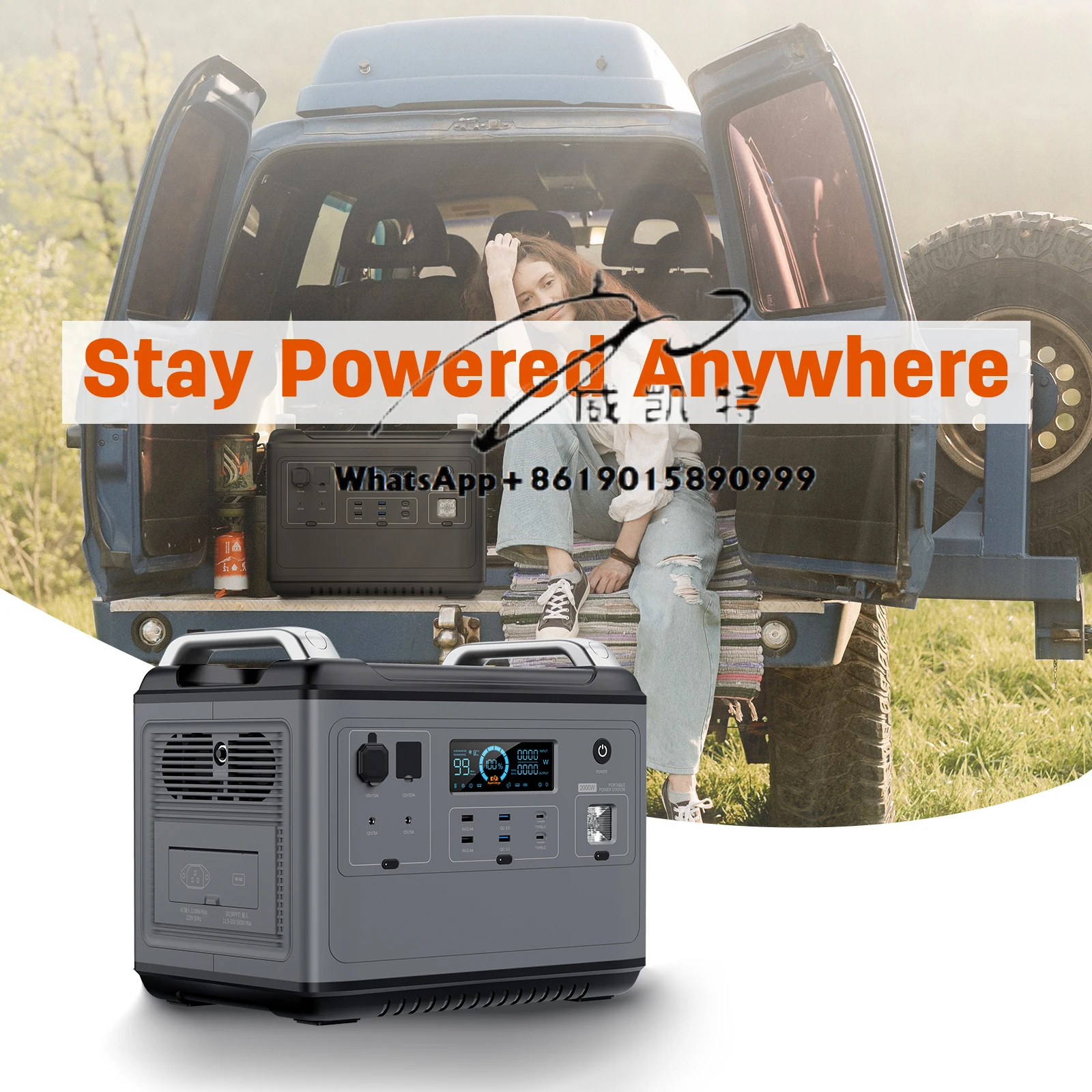 

Огромная емкость 2000 Вт Портативная электростанция Солнечный генератор Источник питания для хранения энергии LiFePO4 Батарея Открытый большой внешний аккумулятор