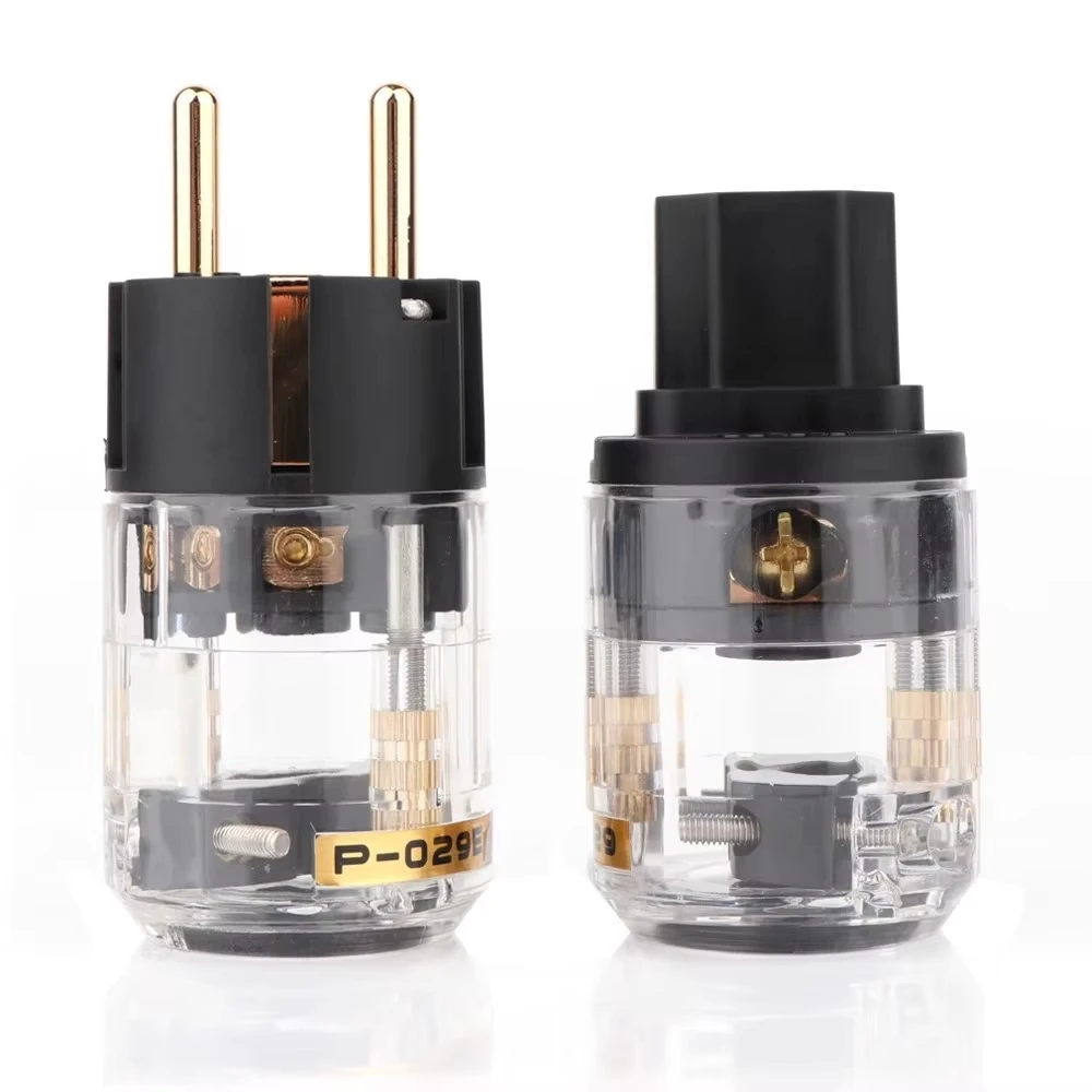 Pair Gold/Rhodium Plating Schuko Power Plug hifi IEC Connector DIY For Audio Pair plug adapter