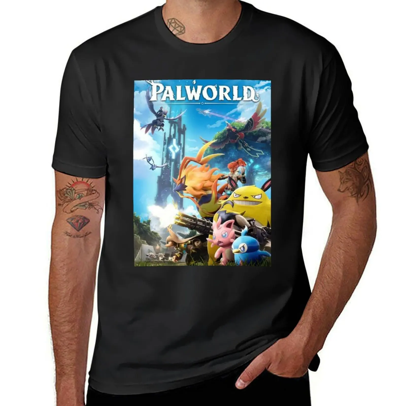 

Футболка Palworld с принтом животных для мальчиков, простые таможенные топы, мужские Графические футболки, аниме