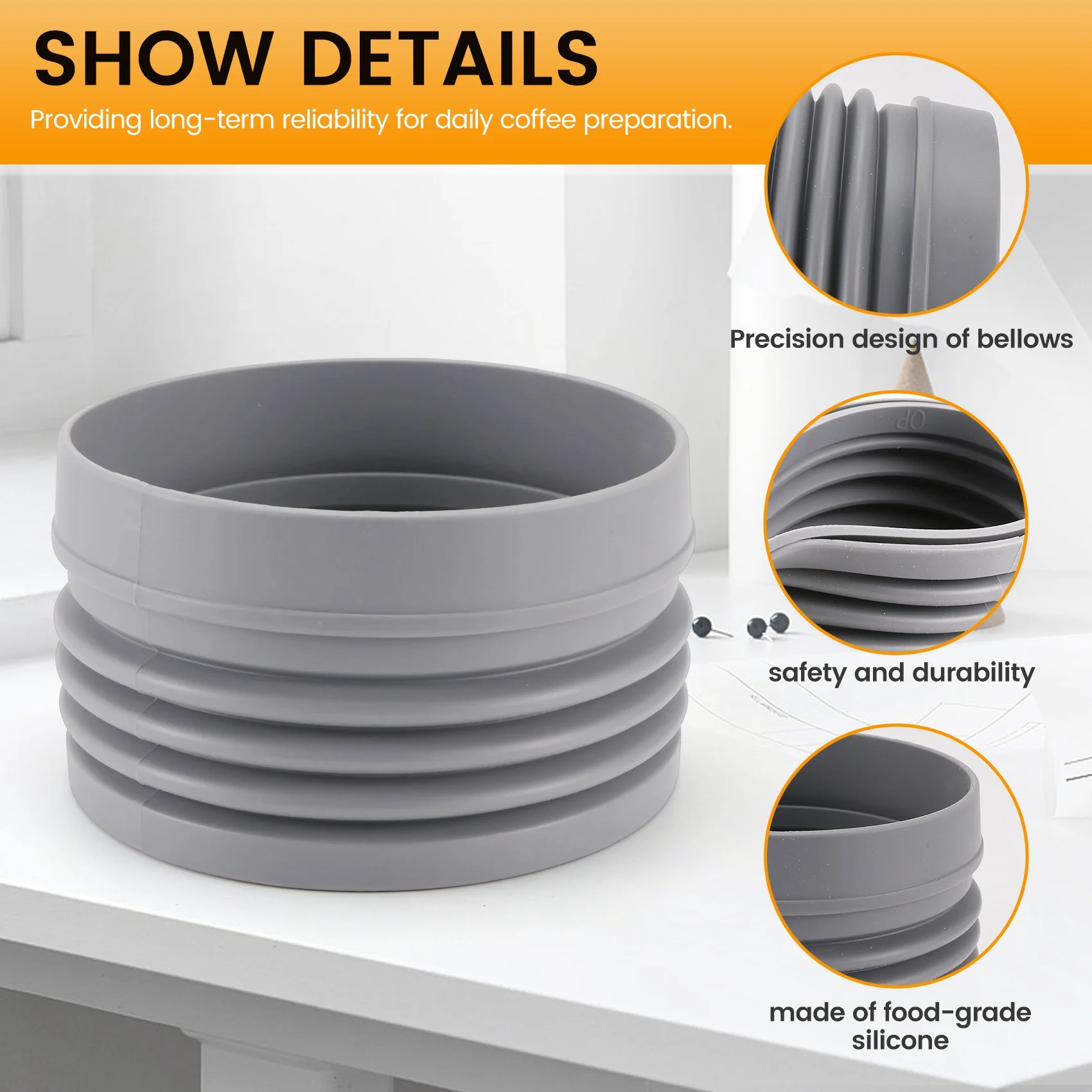 -A96P Silicone Bellows For Fellow OPUS Coffee Grinder, Bean Compression Slag Cleaning Coffee Machine Accessories