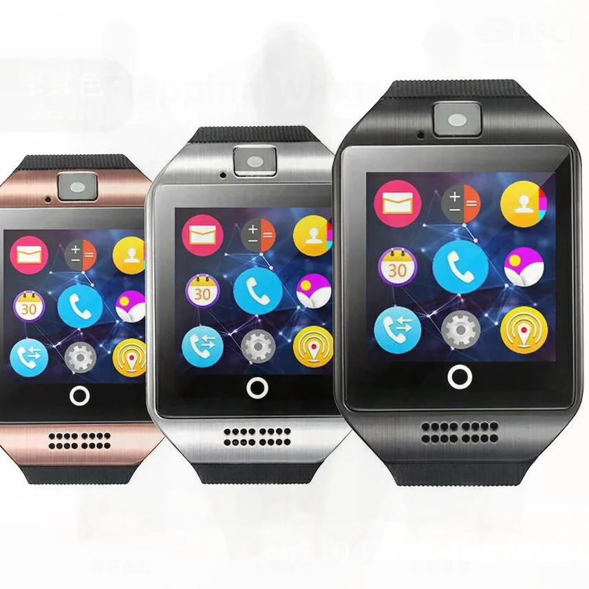 Q18 Смарт-часы для телефона с функцией вызова SIM-карты HD-экран с дугой Bluetooth-трекер шагов Водонепроницаемые часы унисекс из алюминиевого сплава