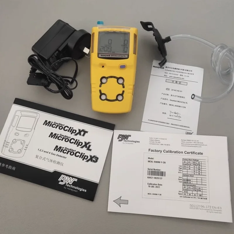 Honeywell BW MicroClip XL BW Gas Alert Micro Clip XL 4 Multi-gas Detector MCXL-4 MCXL-XWHM-Y-CN CO, H2S, LEL and O2, Yellow