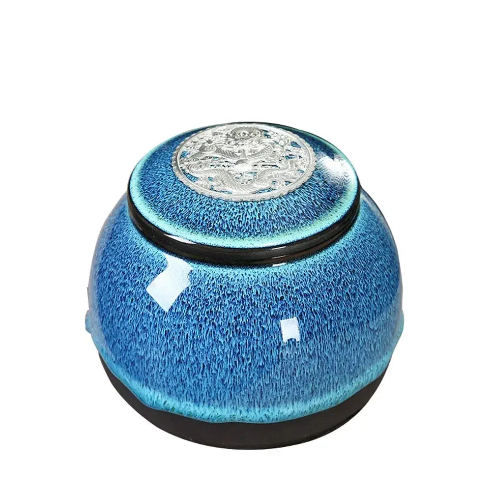 Blue Gradient Glaze Ceramic Funeral Pet Urn for Memorials Holds Up to 30 Cubic Inches of Ashes - Pet Cremation Urn for Ashes