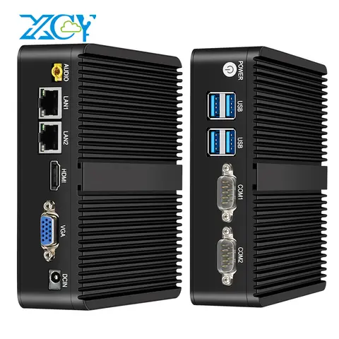 XCY Mini PC sin ventilador Intel Celeron J6412 N5105 2x GbE LAN 2x RS232 HDMI VGA WiFi 4G LTE Windows 10 Linux computadora Industrial