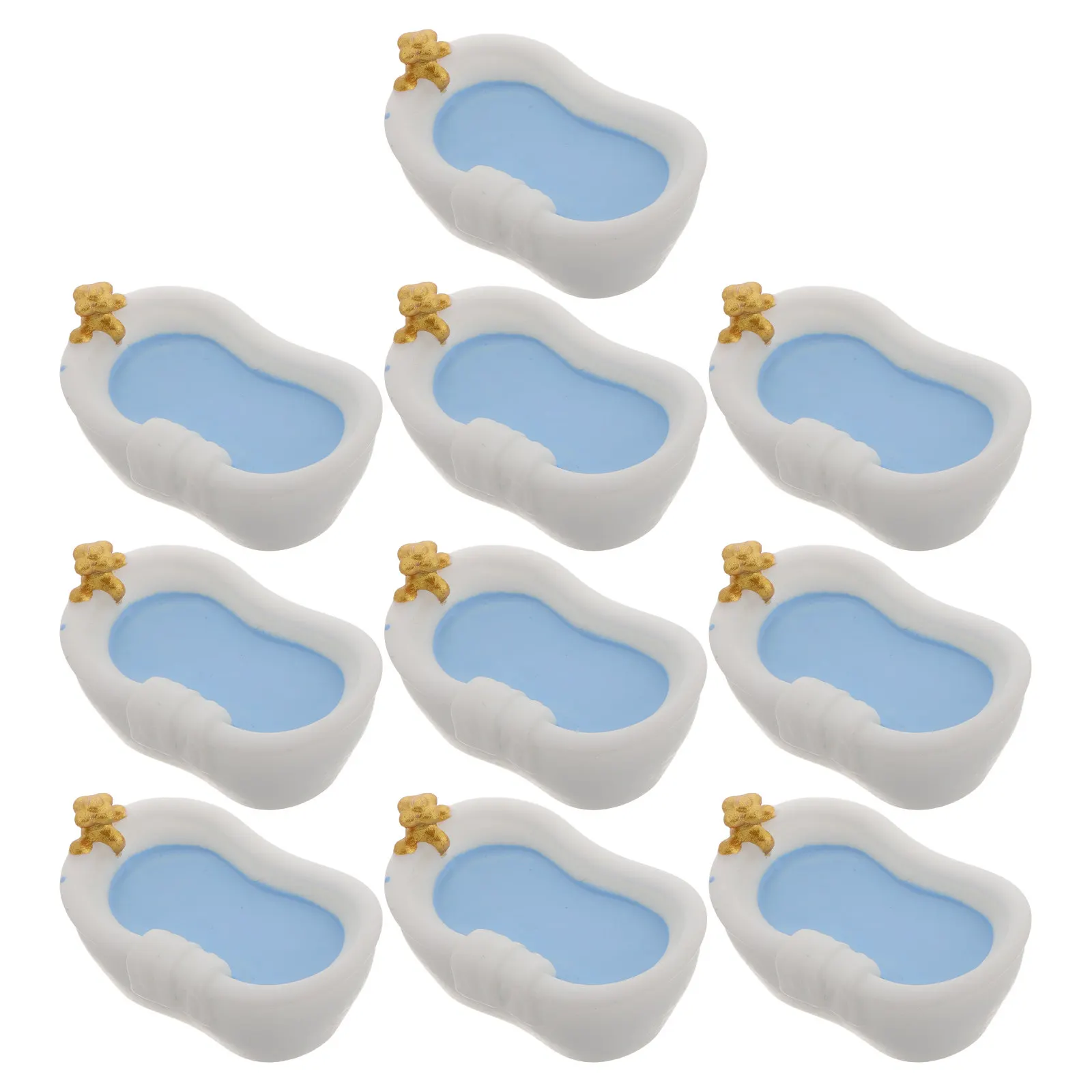 

10Pcs Miniature Dollhouse Bathtub Set Creative Cutesy DIY Bathroom Decor Fine Crafted Micro Tub for Dollhouse Interior