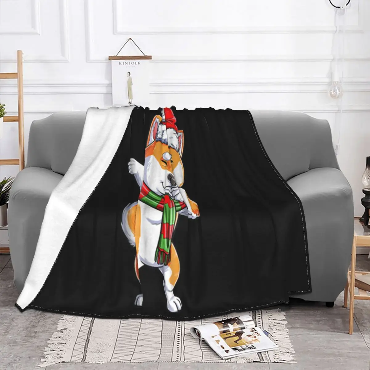 Awesome Dabbing Shiba Inu Santa Christmas Kids Boys Gifts 2021 Latest Designing Hot Sale Throw Blanket