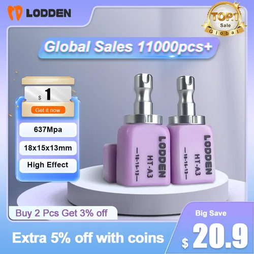 LODDEN laboratorio Dental disilicato de litio C14 bloques de cerámica de vidrio HT/LT para CAD CAM Sirona Cerec chapa materiales de odontología 5 unids/caja