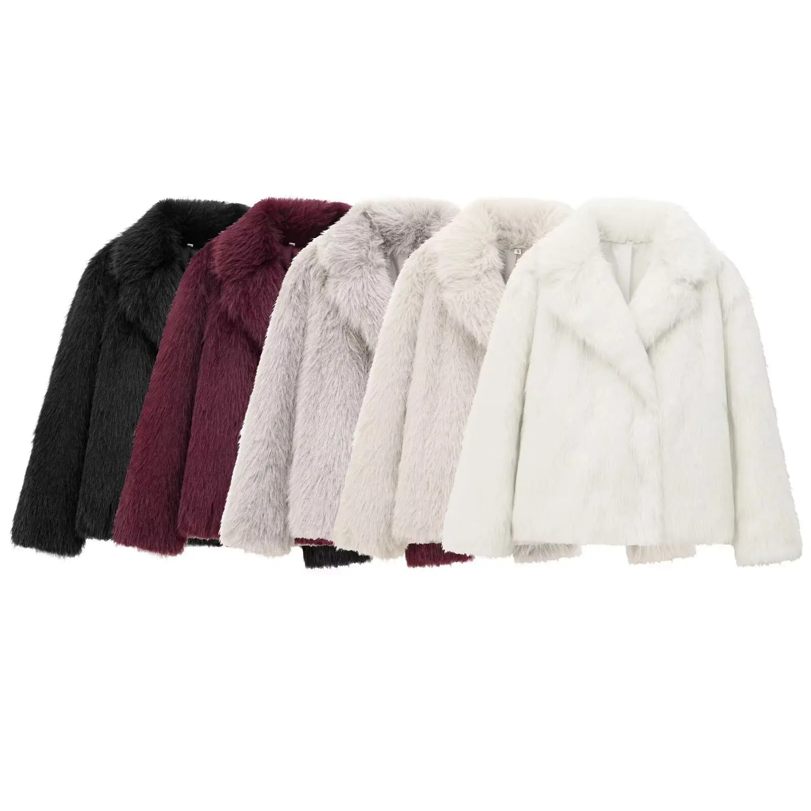Guobioziy Women's Faux Wool Coat, Winter Fashion Lapel Loose Fuzzy Jacket Fluffy and Warm Available in Multiple Colors