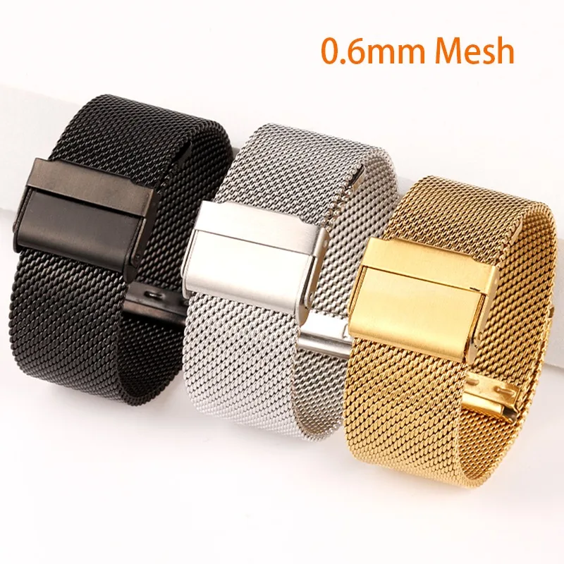 Women Men Universal Smartwatch Strap 1.0mm 0.6mm Milanese Mesh Quick Release Band for DW for Omega Stainless Steel Bracelet Belt image 6