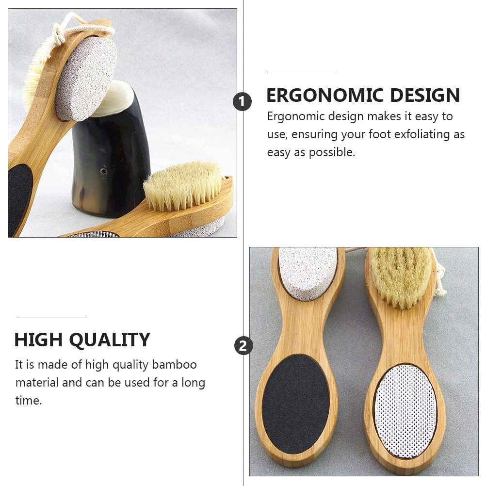 

2 Pcs Foot Planer Callus Remover Bamboo Pedicure Tool Scrubber Grinder File Scraper Dead Skin Treatment