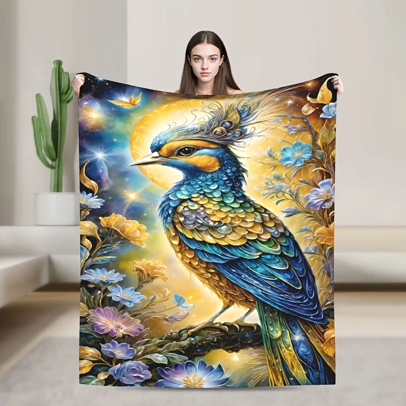 

Фланелевое одеяло с узором Divine Bird — мягкое, теплое и легкое | Универсальный для всех сезонов | Идеально подходит для спальни, общежития
