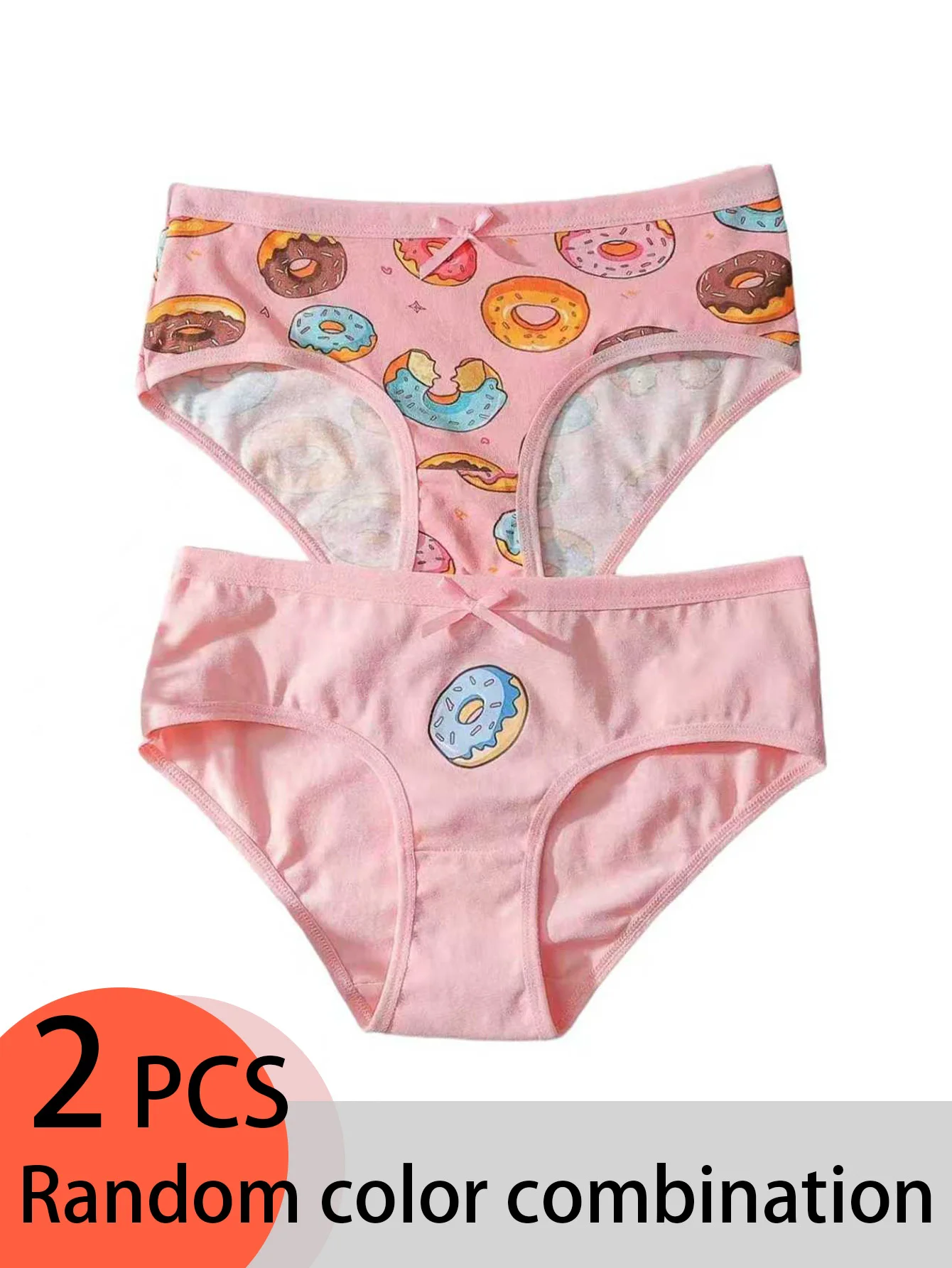 

Набор из 2 штук: милые трусики-слипы с принтом пончиков для девочек 8-12 лет, высококачественные удобные трусы для школьниц