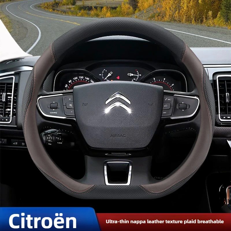 

38 D type Leather Car Steering Wheel Cover for Citroen c6 c3-xr c5 Aircross c4 Interior Accessories 2022